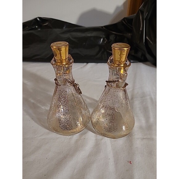 Mid Century Modern Georges Briard  Oil and Vinegar Cruet Set, Gold Design - Picture 2 of 9